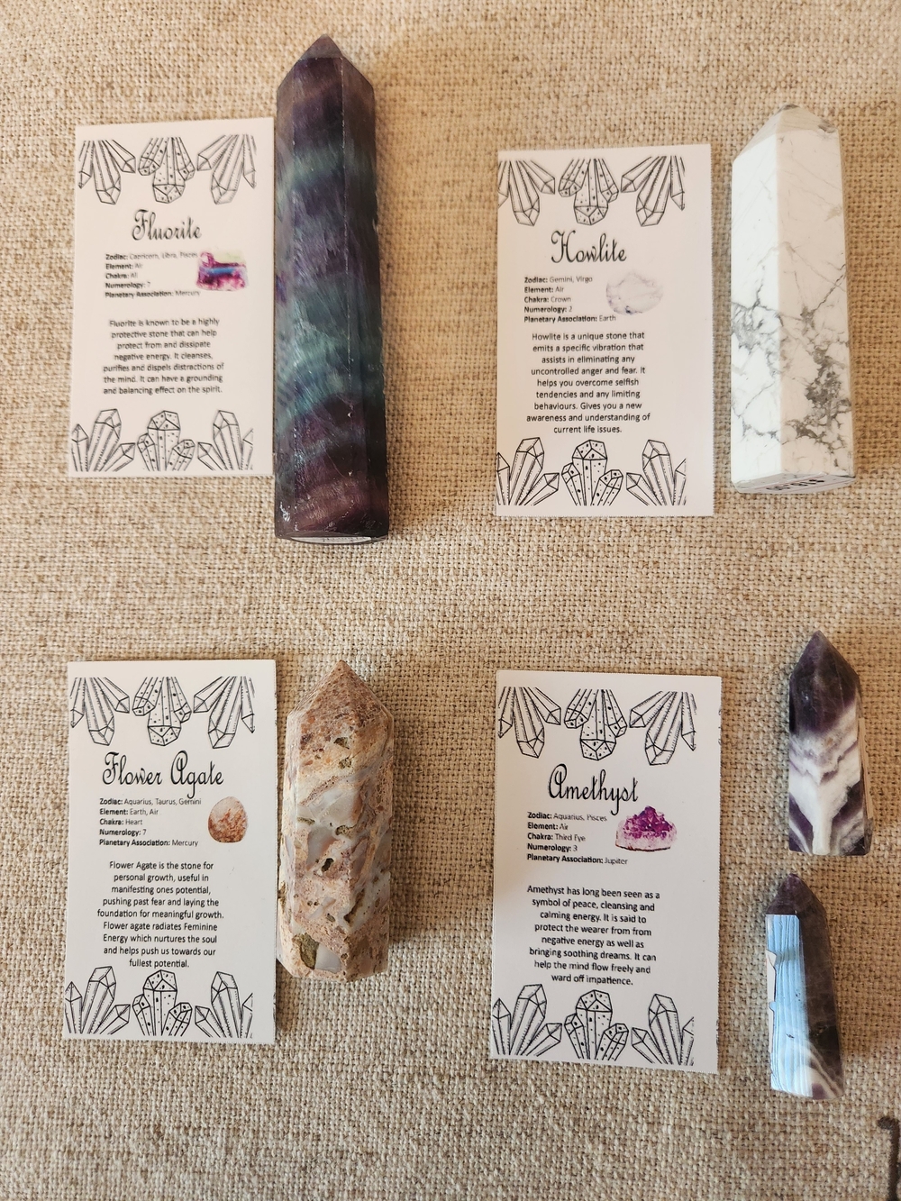 ✨ Natural Crystal Tower Bundle – 5 Piece Set + Info Cards ✨